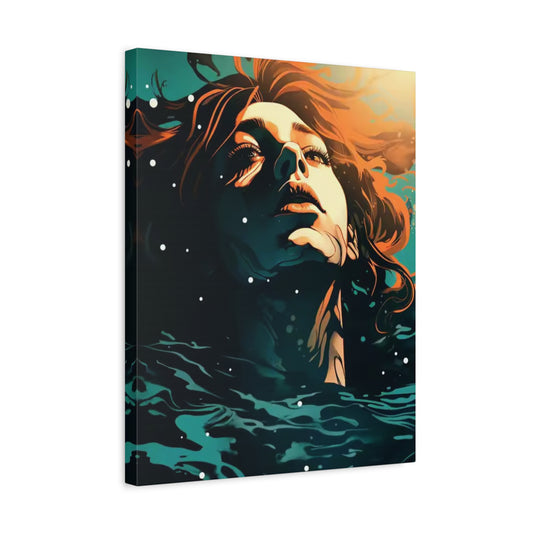 Live or Die Diamond Painting Kit featuring a Korean boy’s head emerging from water with luscious hair, gazing at the sky in a moment of emotional reflection shown in a frame