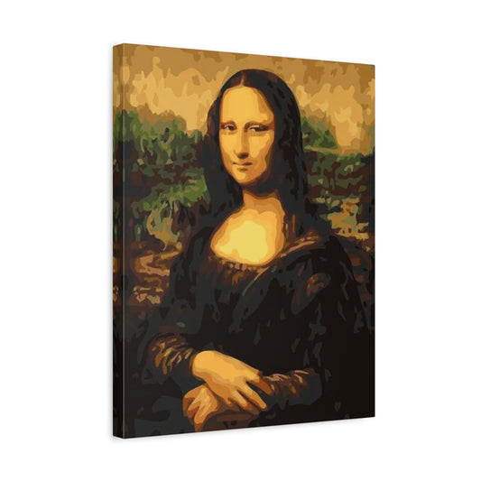 Mona Lisa Paint By Numbers Kit featuring Leonardo da Vinci’s iconic portrait with a simplified colour-block style for a relaxing and creative painting experience shown in a frame