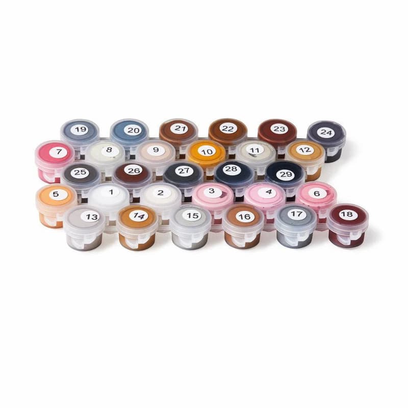 Set of small containers with numbers on a white background