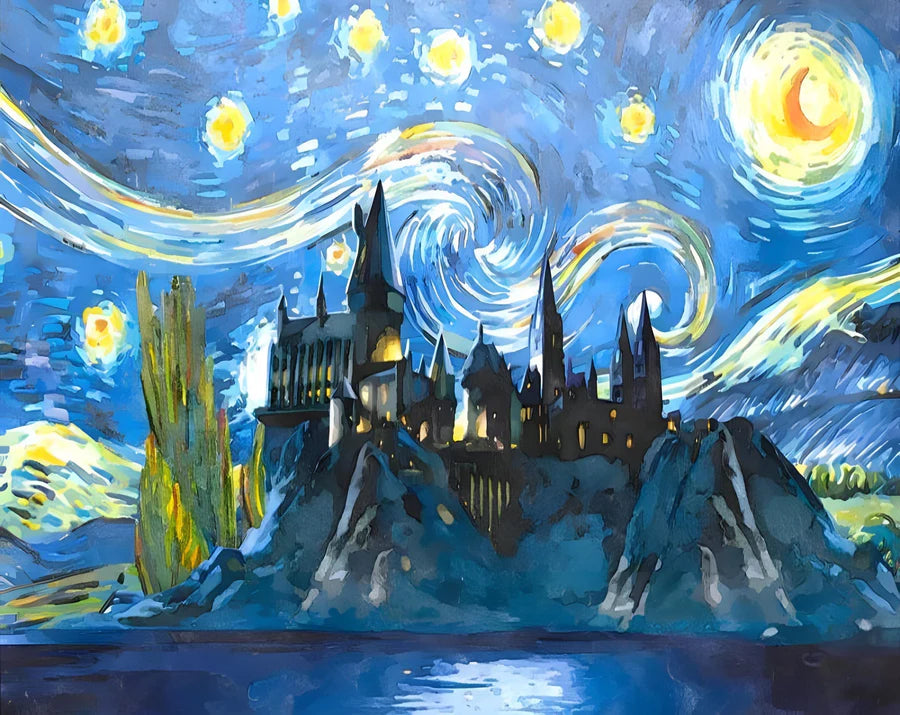 Harry Potter Hogwarts Van Gogh paint by numbers kit fantasy DIY painting kit for art therapy in Canada