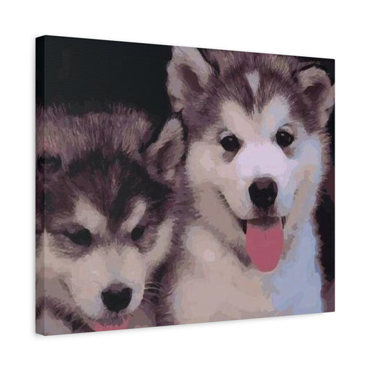 Puppies Posing Paint By Numbers Kit featuring multiple adorable puppies sitting and posing for a cute, heart-melting portrait shown in a frame