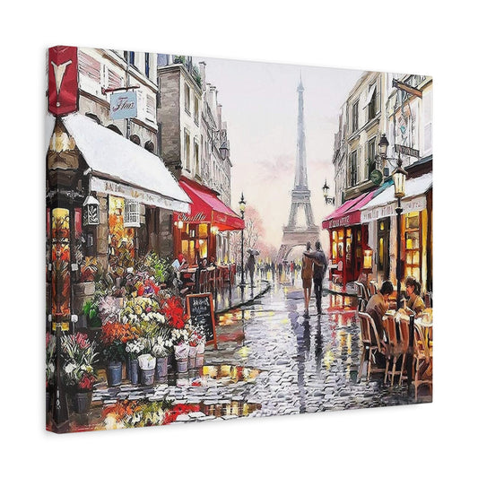 Rainy in Paris Paint By Numbers Kit showing a romantic city street scene with reflections, umbrellas, and moody Parisian charm