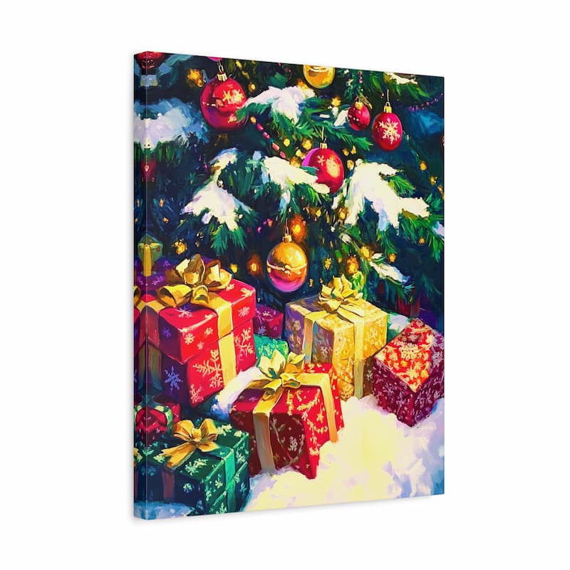 Canvas print of Christmas scene with presents and tree