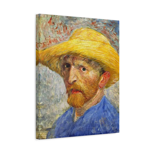 Van Gogh Paint By Numbers Kit featuring the famous self-portrait with a straw hat, bold brush strokes, and expressive eyes on a vibrant canvas shown in a frame